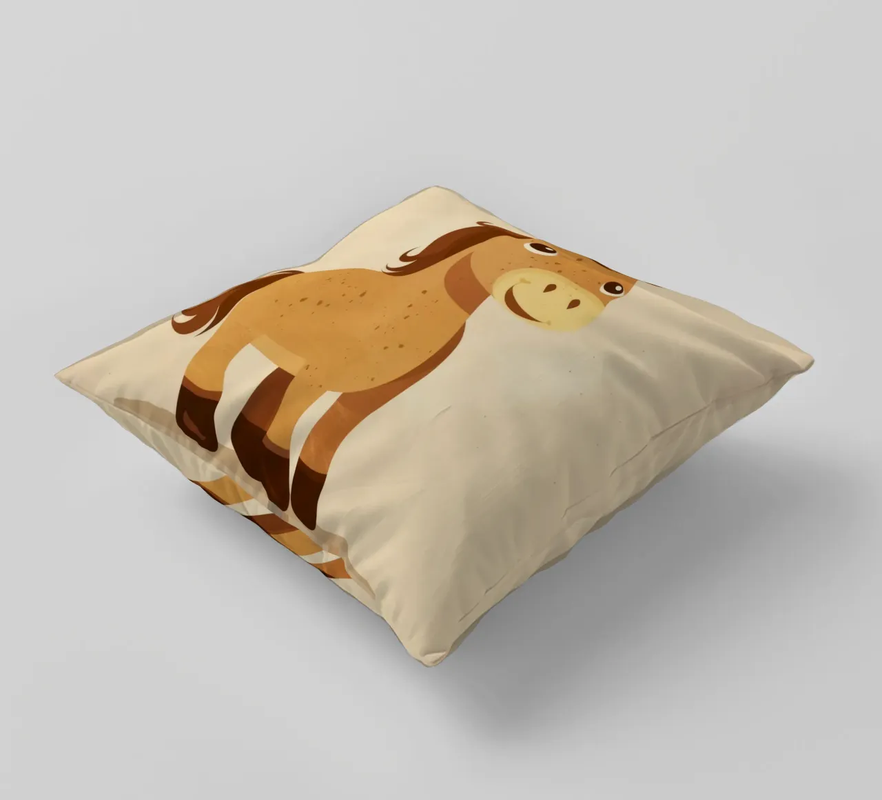 Simpatico cavallo dei cartoni animati con una faccia amichevole in piedi cuscino da DesignDoodle