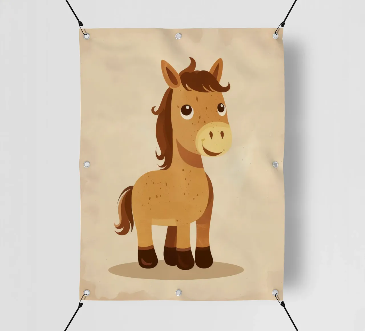 Simpatico cavallo dei cartoni animati con una faccia amichevole in piedi telo in pvc da DesignDoodle