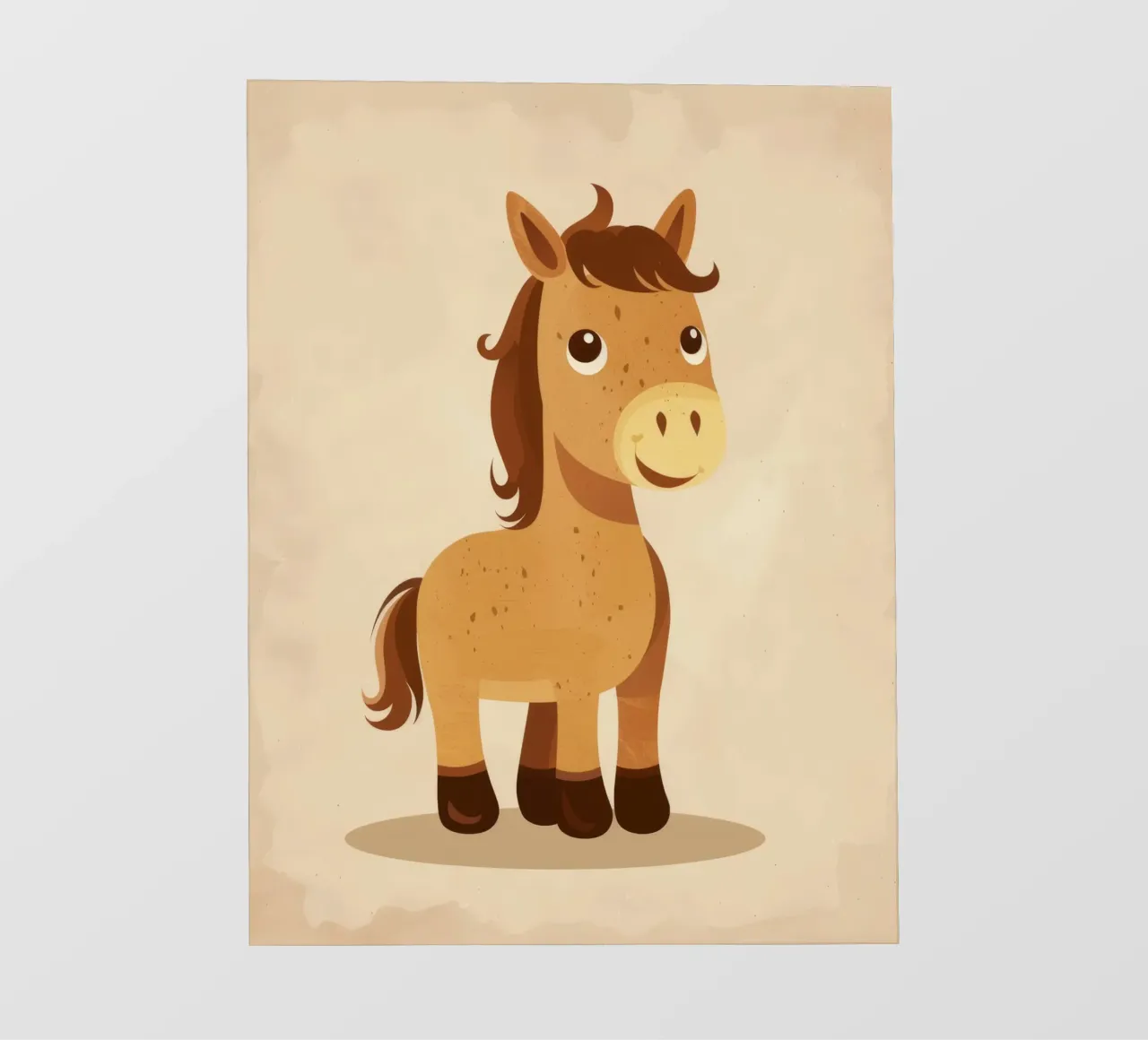 Simpatico cavallo dei cartoni animati con una faccia amichevole in piedi telo in pvc da DesignDoodle