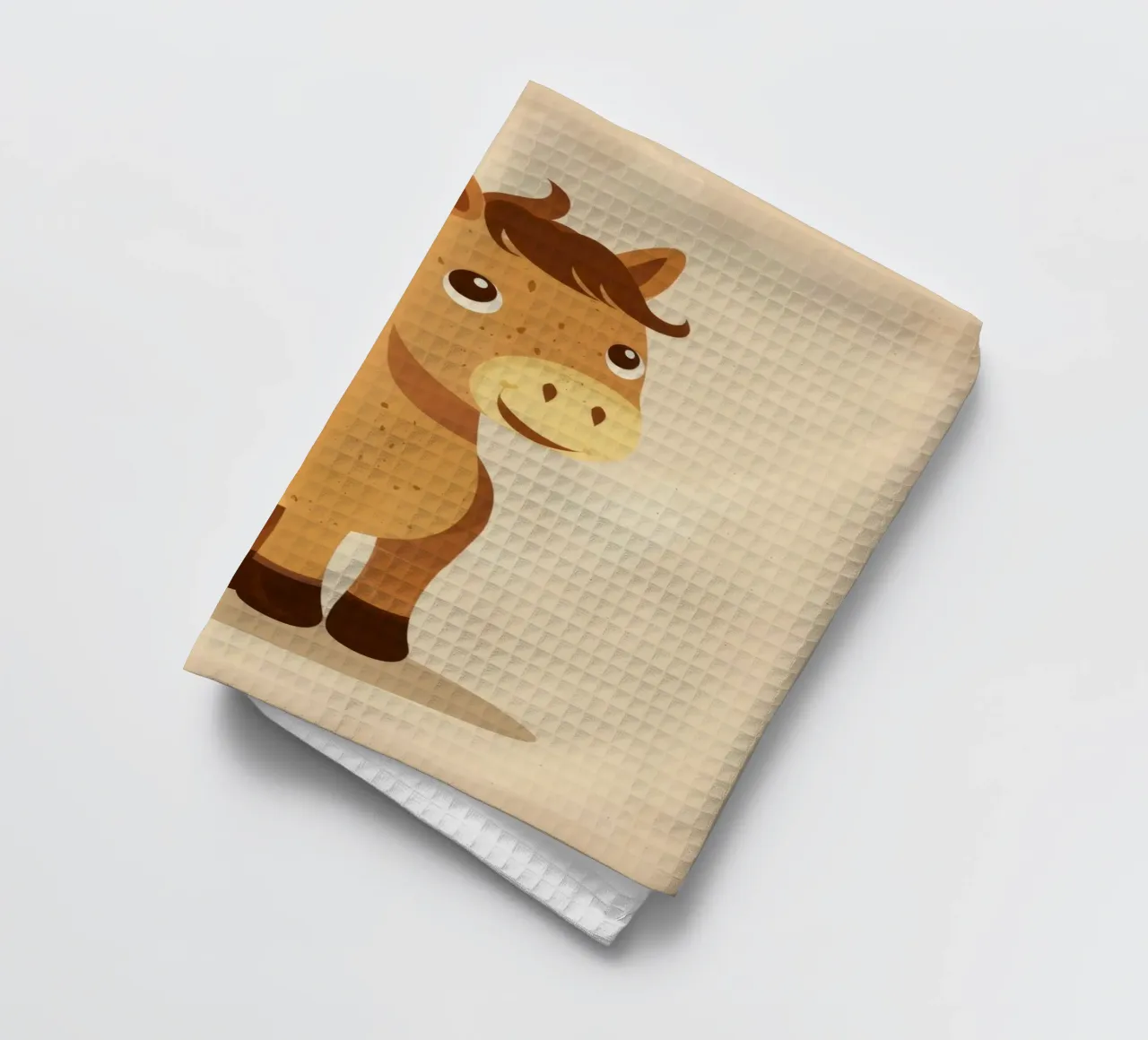 Simpatico cavallo dei cartoni animati con una faccia amichevole in piedi canovaccio da cucina da DesignDoodle