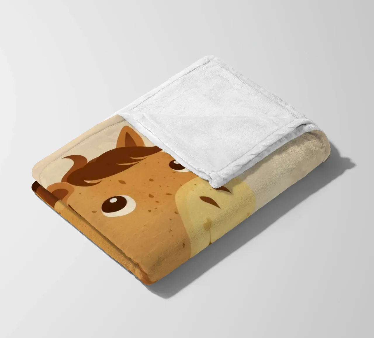 Simpatico cavallo dei cartoni animati con una faccia amichevole in piedi coperta in pile da DesignDoodle