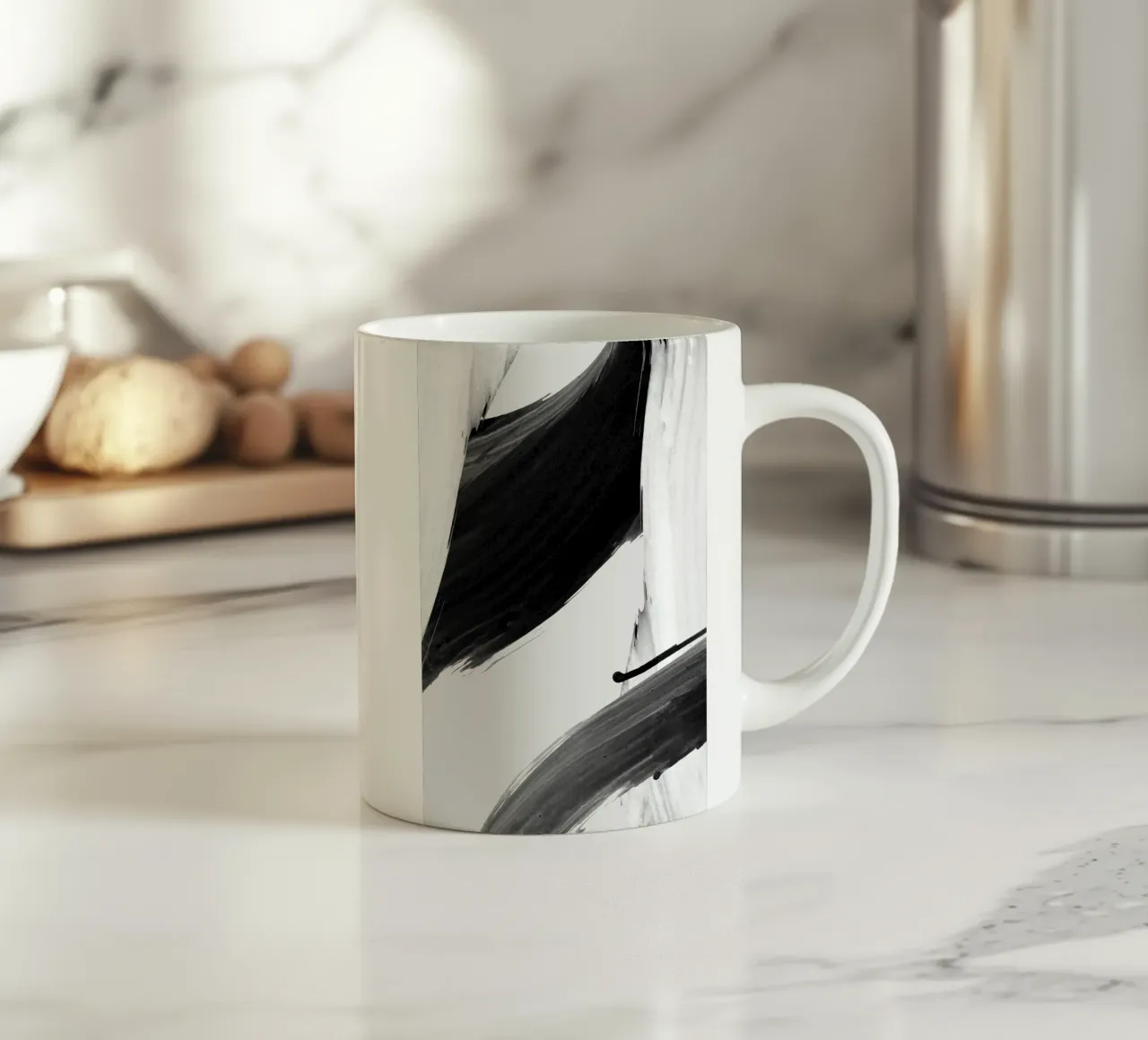 black abstract brushstroke tazza in ceramica da vintageshop