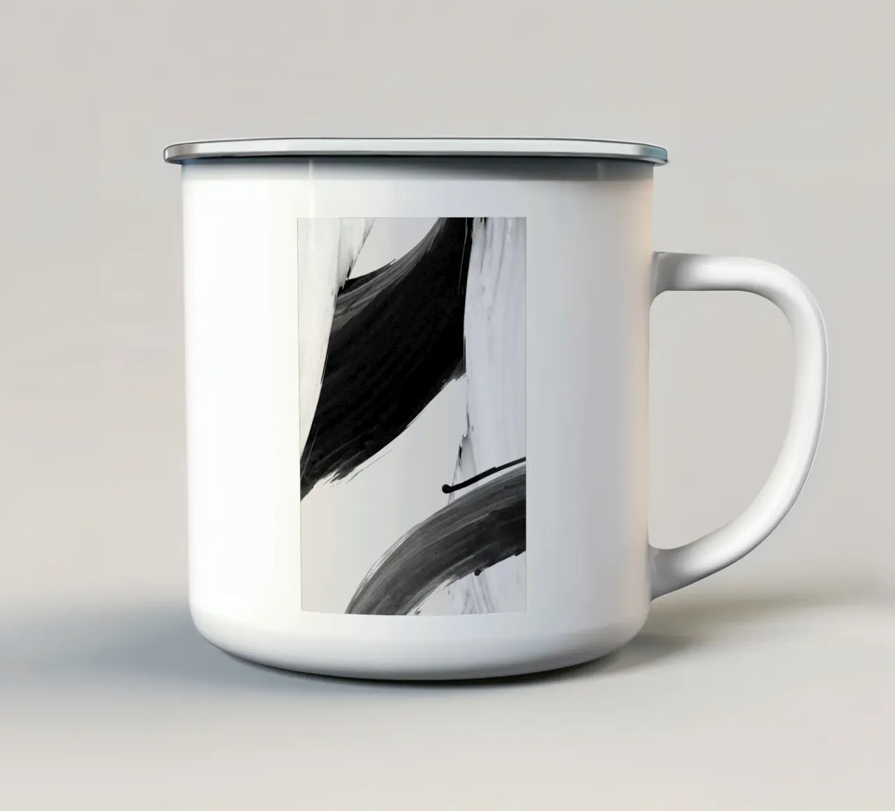 black abstract brushstroke tazza in smalto da vintageshop