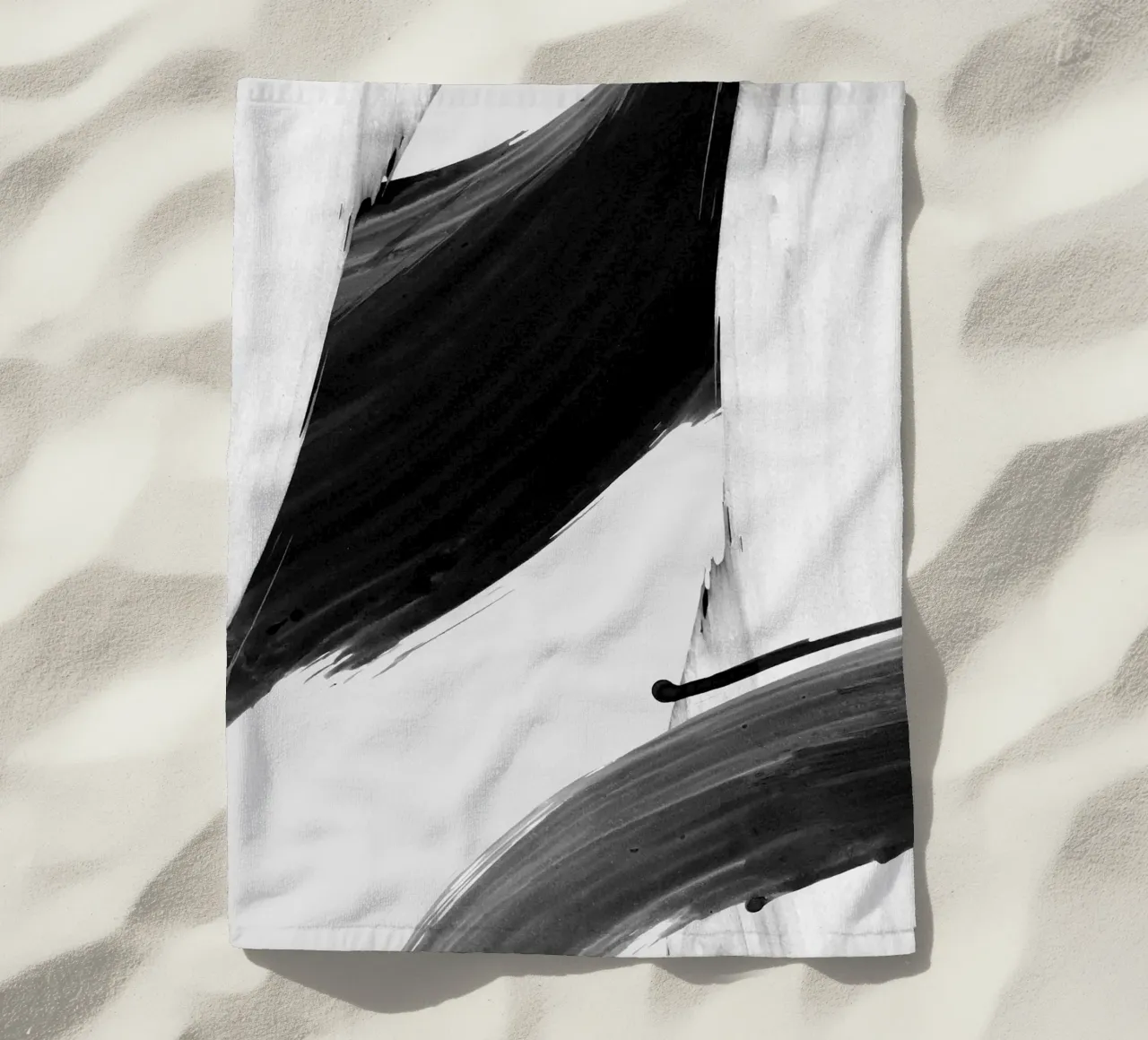 black abstract brushstroke telo mare da vintageshop