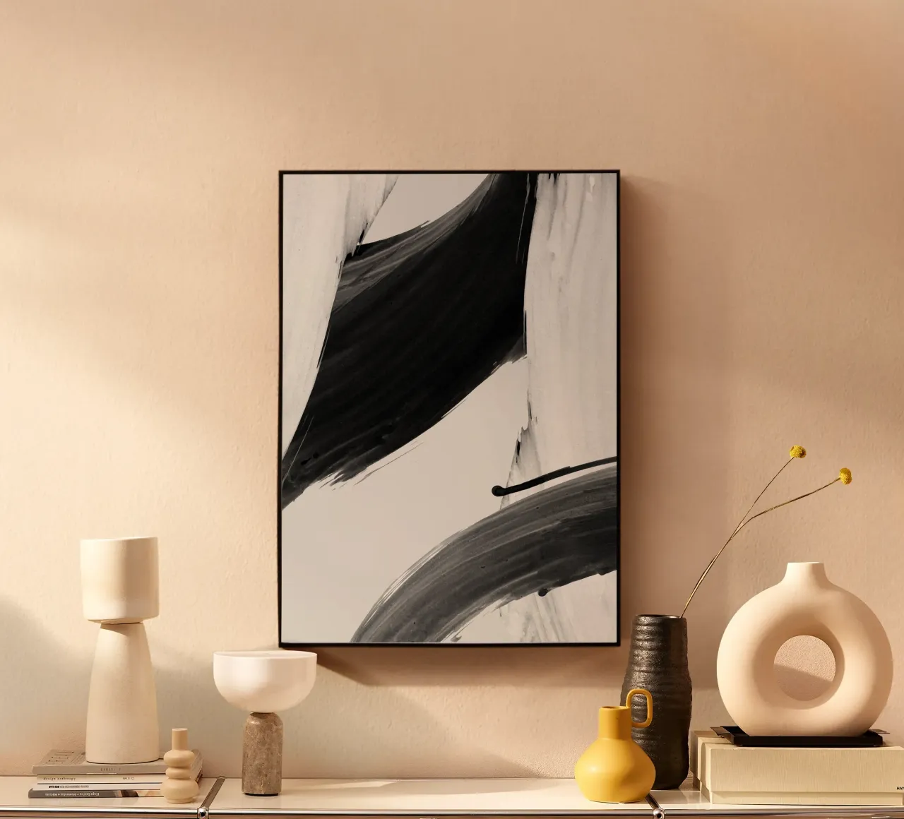 black abstract brushstroke plexiglass da vintageshop
