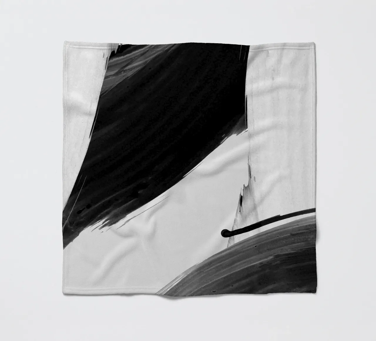 black abstract brushstroke coperta in pile da vintageshop