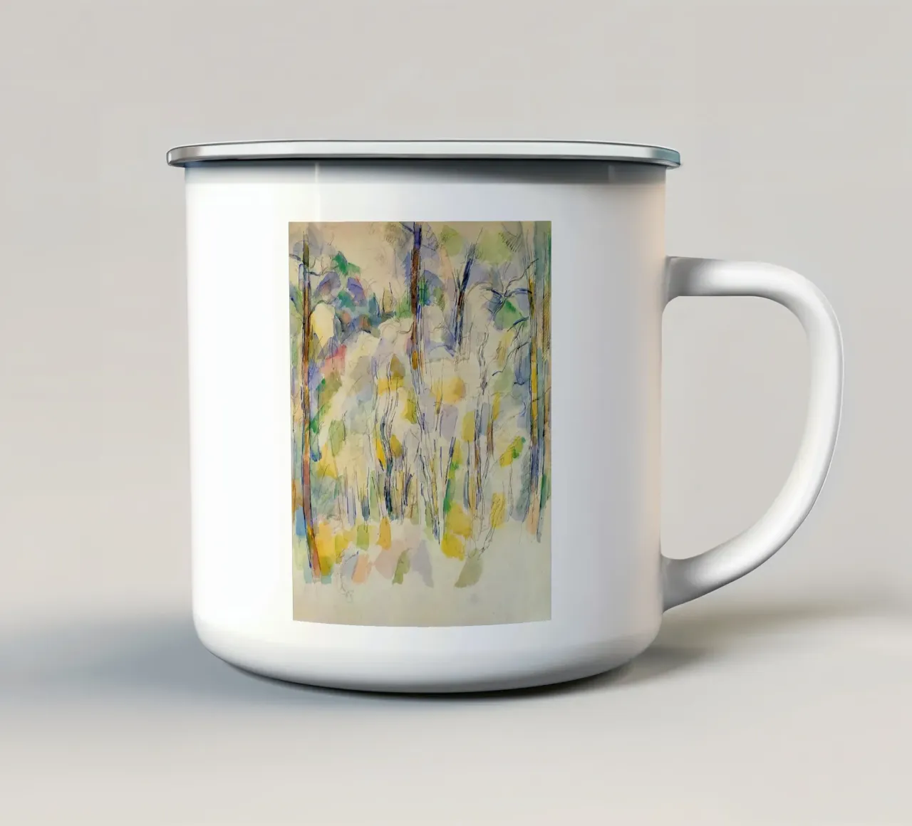 vegetazione tronchi sottobosco tazza in smalto da rewin shop