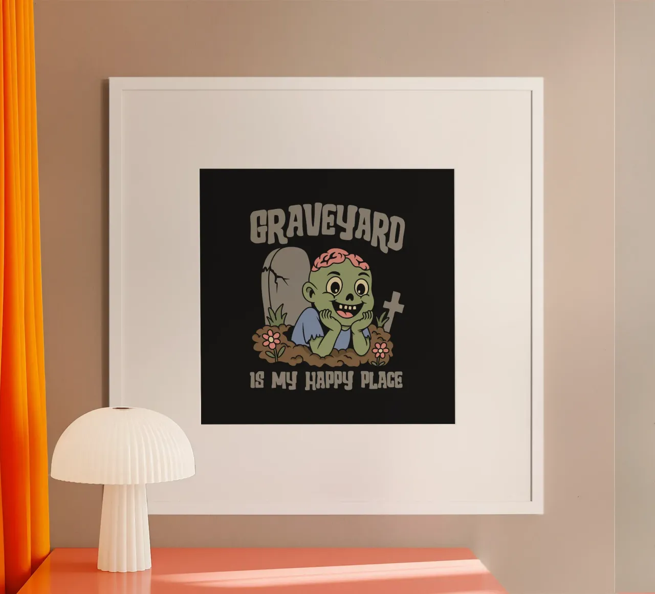 Le cimetière est mon lieu de prédilection poster avec cadre en aluminium de Loobs