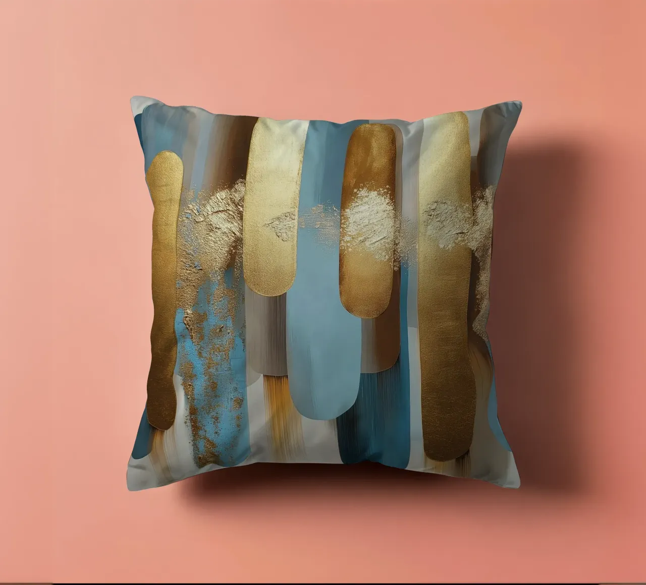 Forme astratte con blu e oro cuscino da Pictura