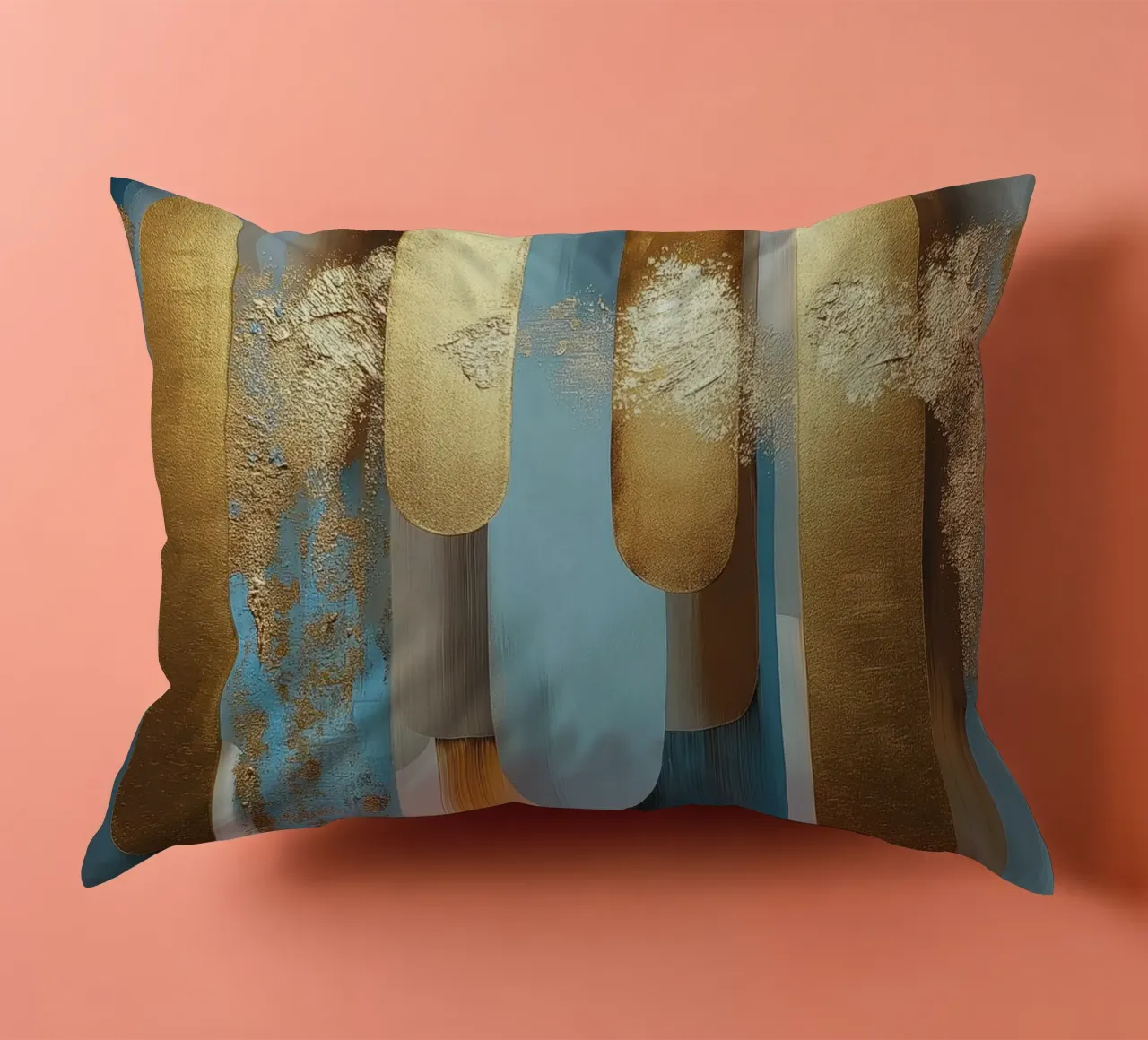 Forme astratte con blu e oro cuscino da Pictura