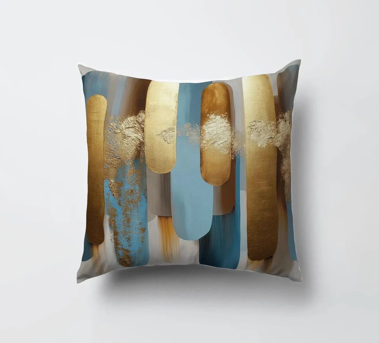 Forme astratte con blu e oro cuscino da Pictura