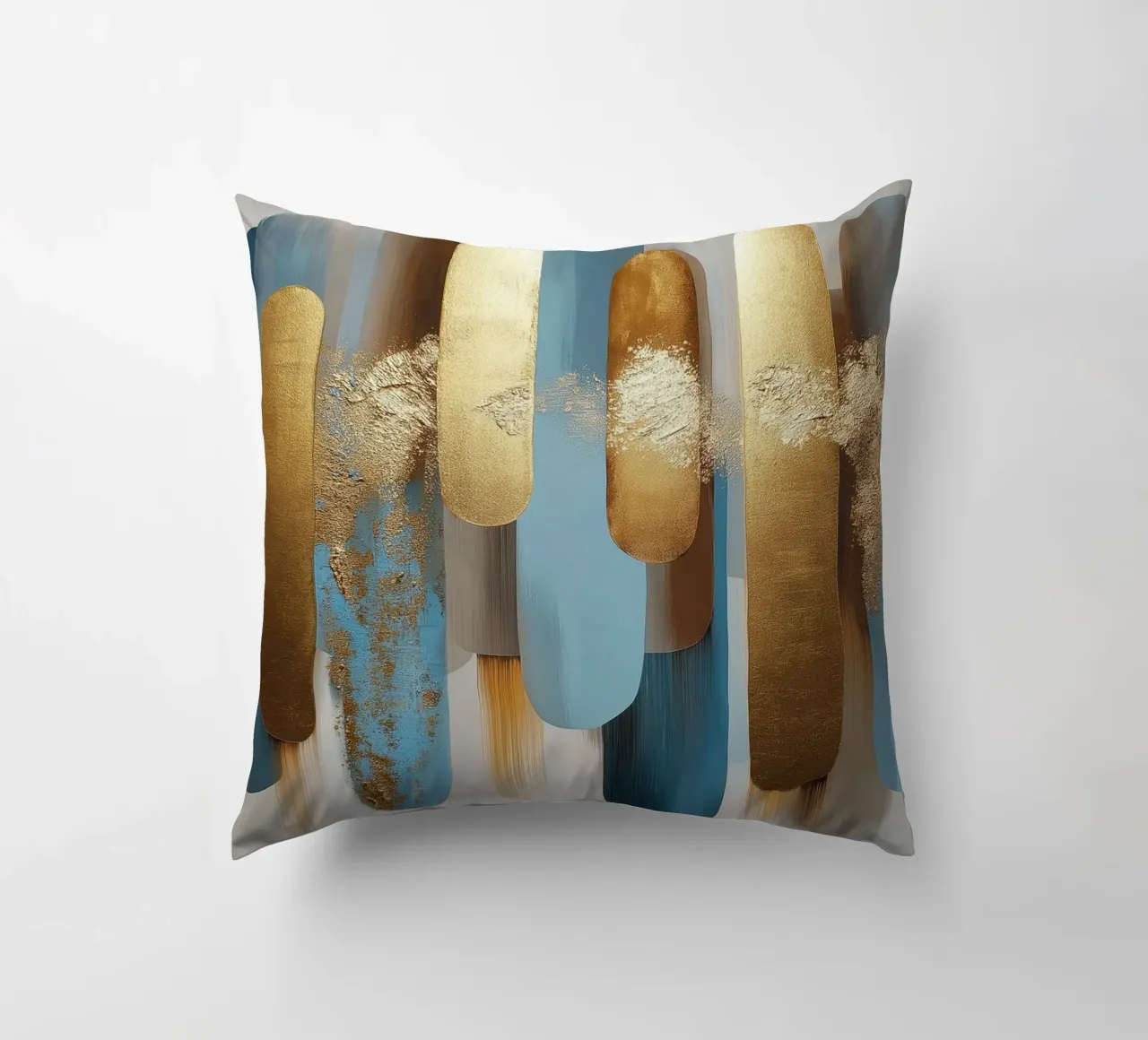 Forme astratte con blu e oro cuscino da Pictura