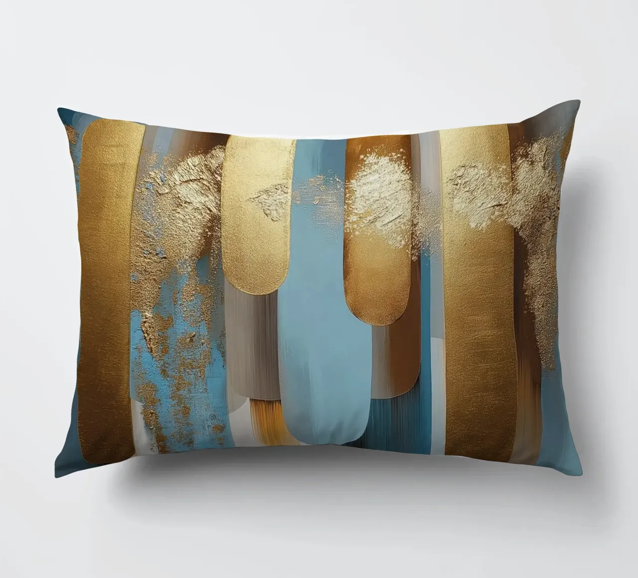 Forme astratte con blu e oro cuscino da Pictura