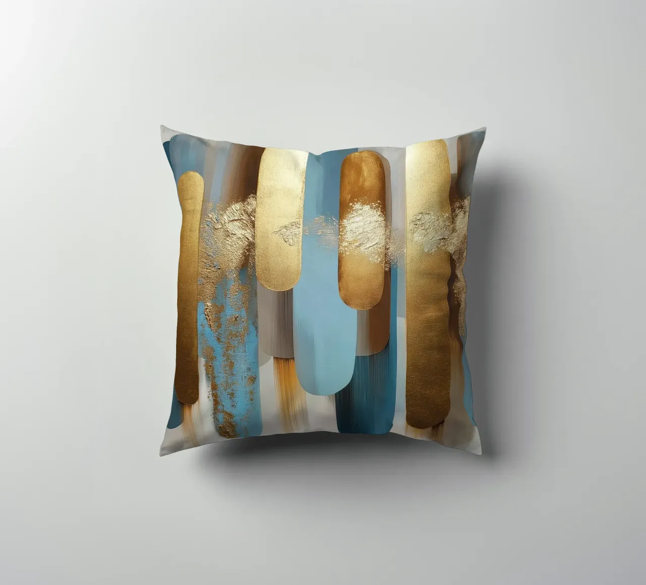 Forme astratte con blu e oro cuscino da Pictura