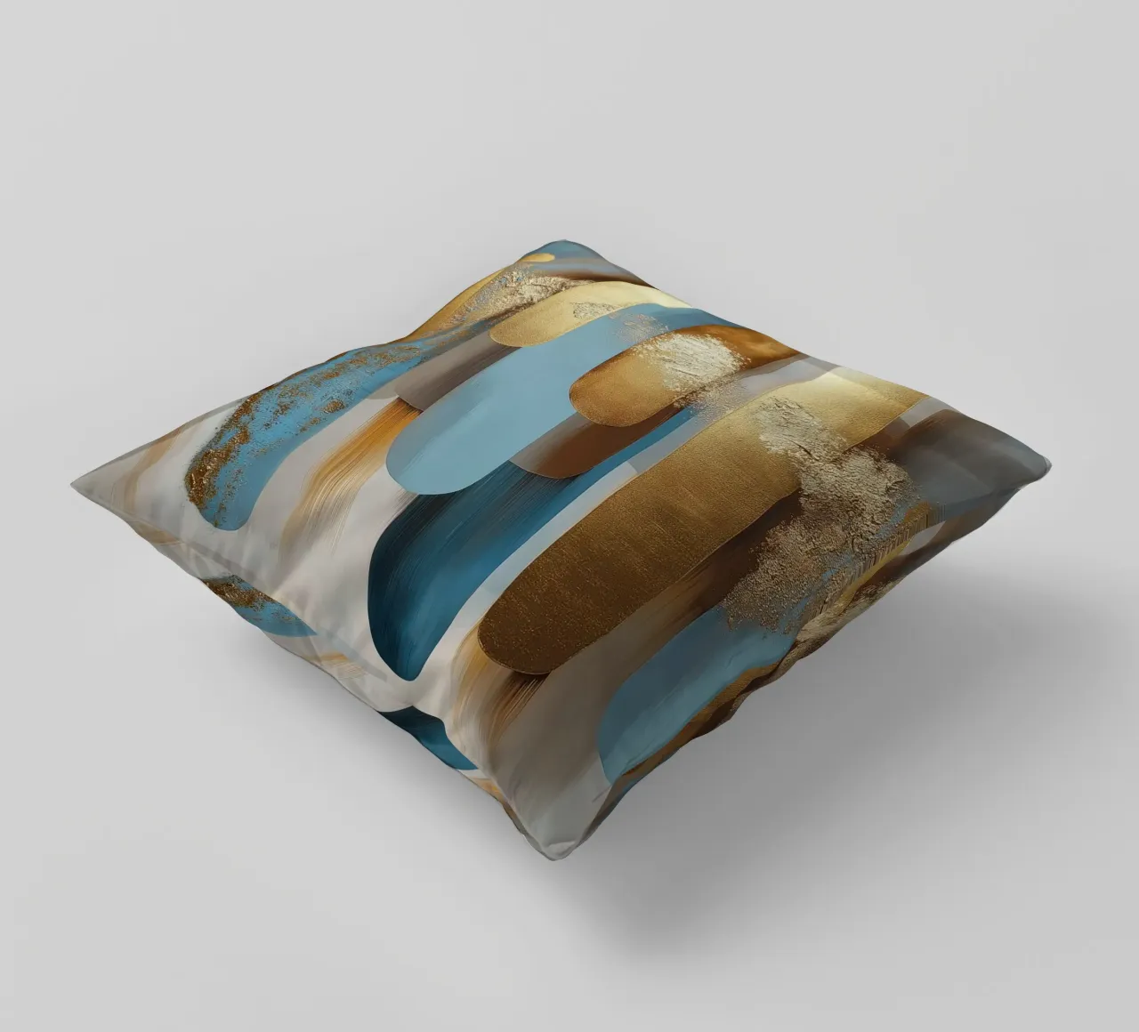 Forme astratte con blu e oro cuscino da Pictura