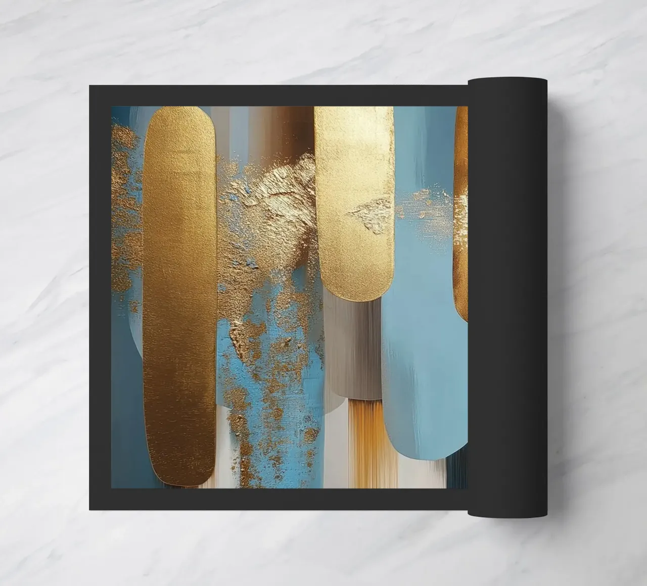 Forme astratte con blu e oro zerbino da Pictura