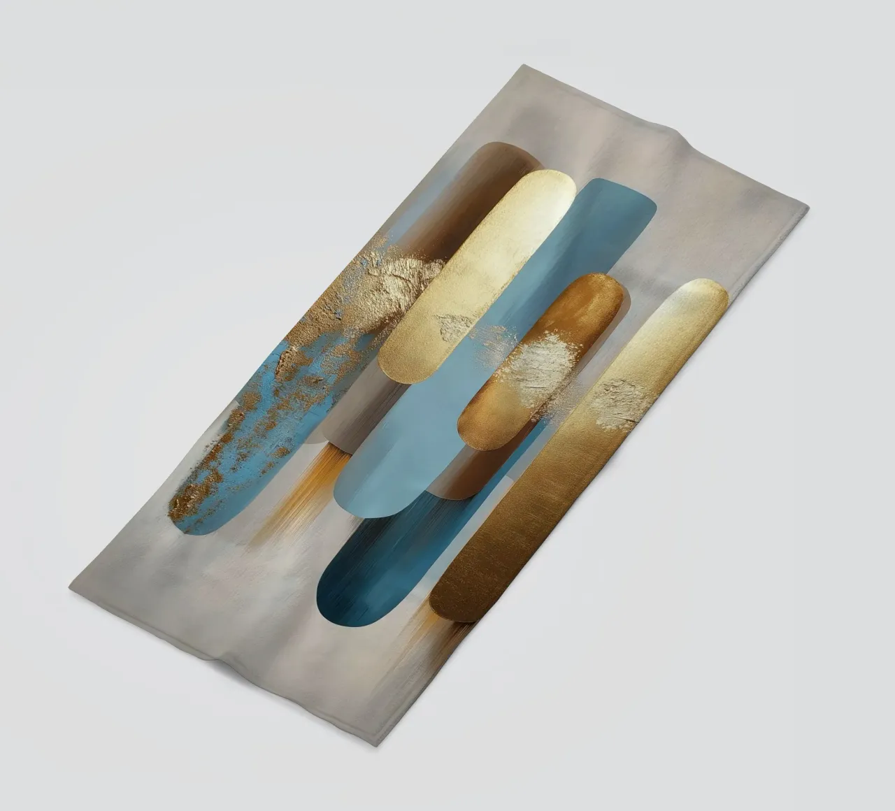 Forme astratte con blu e oro telo mare da Pictura