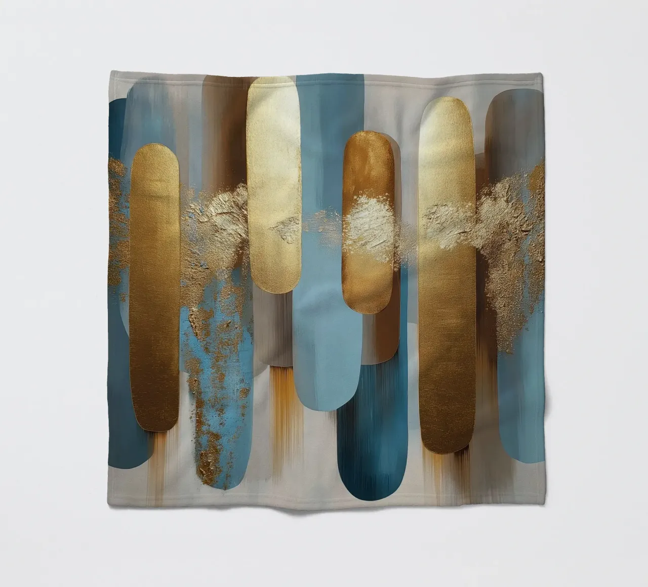Forme astratte con blu e oro coperta in pile da Pictura