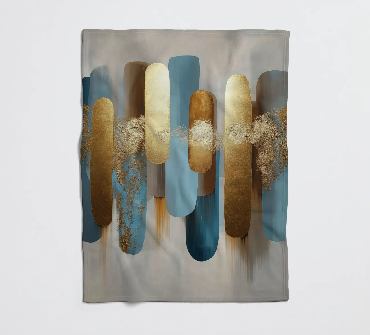 Forme astratte con blu e oro coperta in pile da Pictura