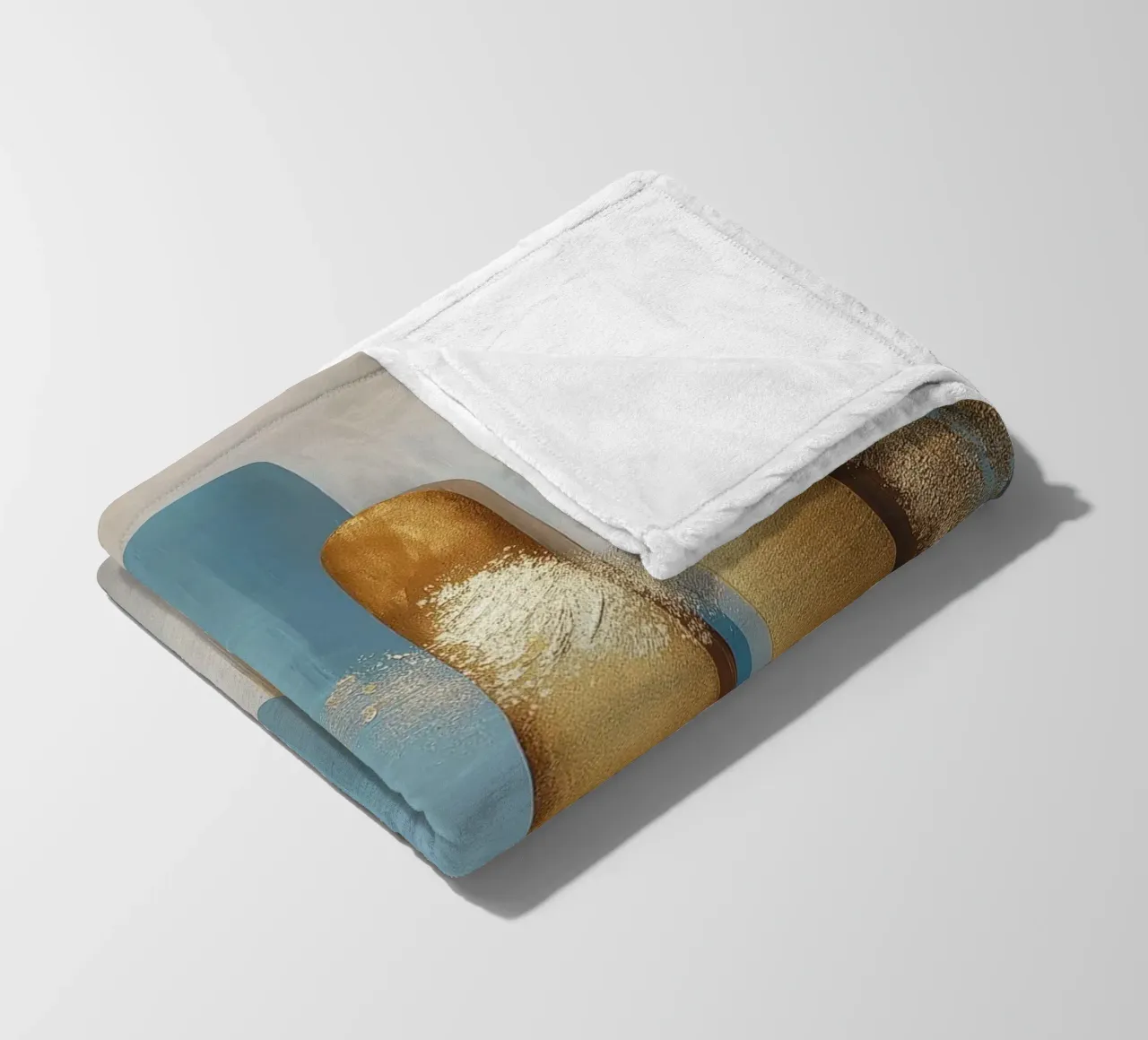 Forme astratte con blu e oro coperta in pile da Pictura
