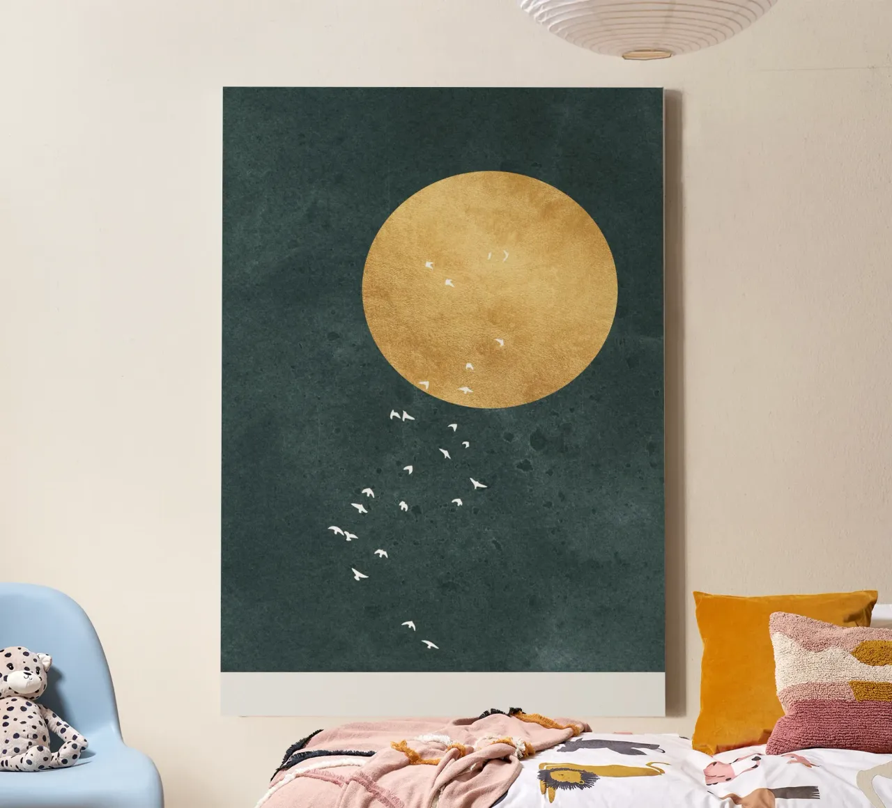 birds on the moon tela con Cornice a cassetta da vintageshop