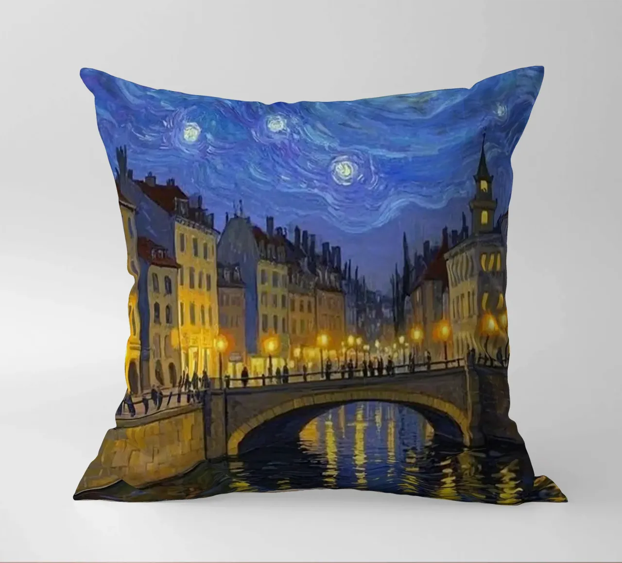 Vista sul fiume in una notte stellata cuscino da Piper Shop Oke