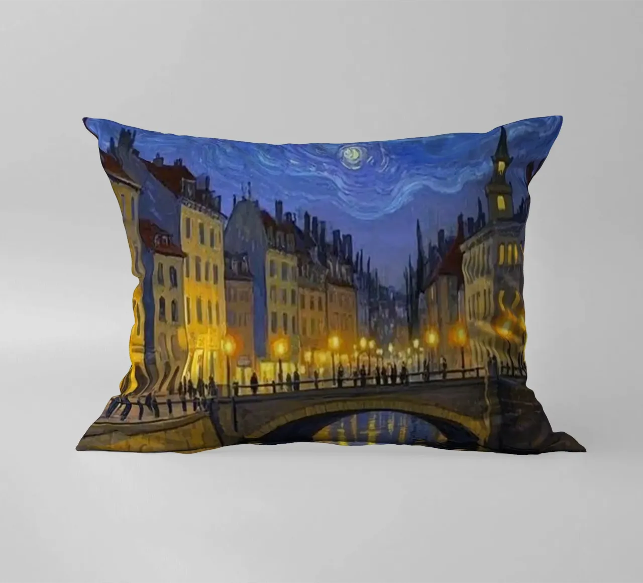 Vista sul fiume in una notte stellata cuscino da Piper Shop Oke