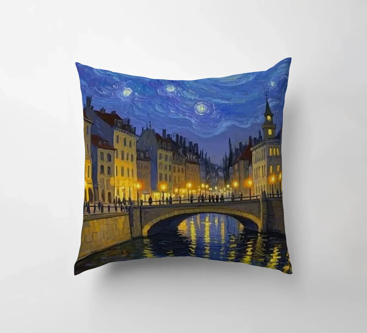 Vista sul fiume in una notte stellata cuscino da Piper Shop Oke