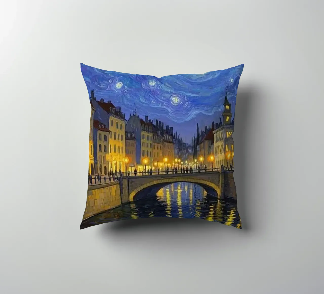 Vista sul fiume in una notte stellata cuscino da Piper Shop Oke