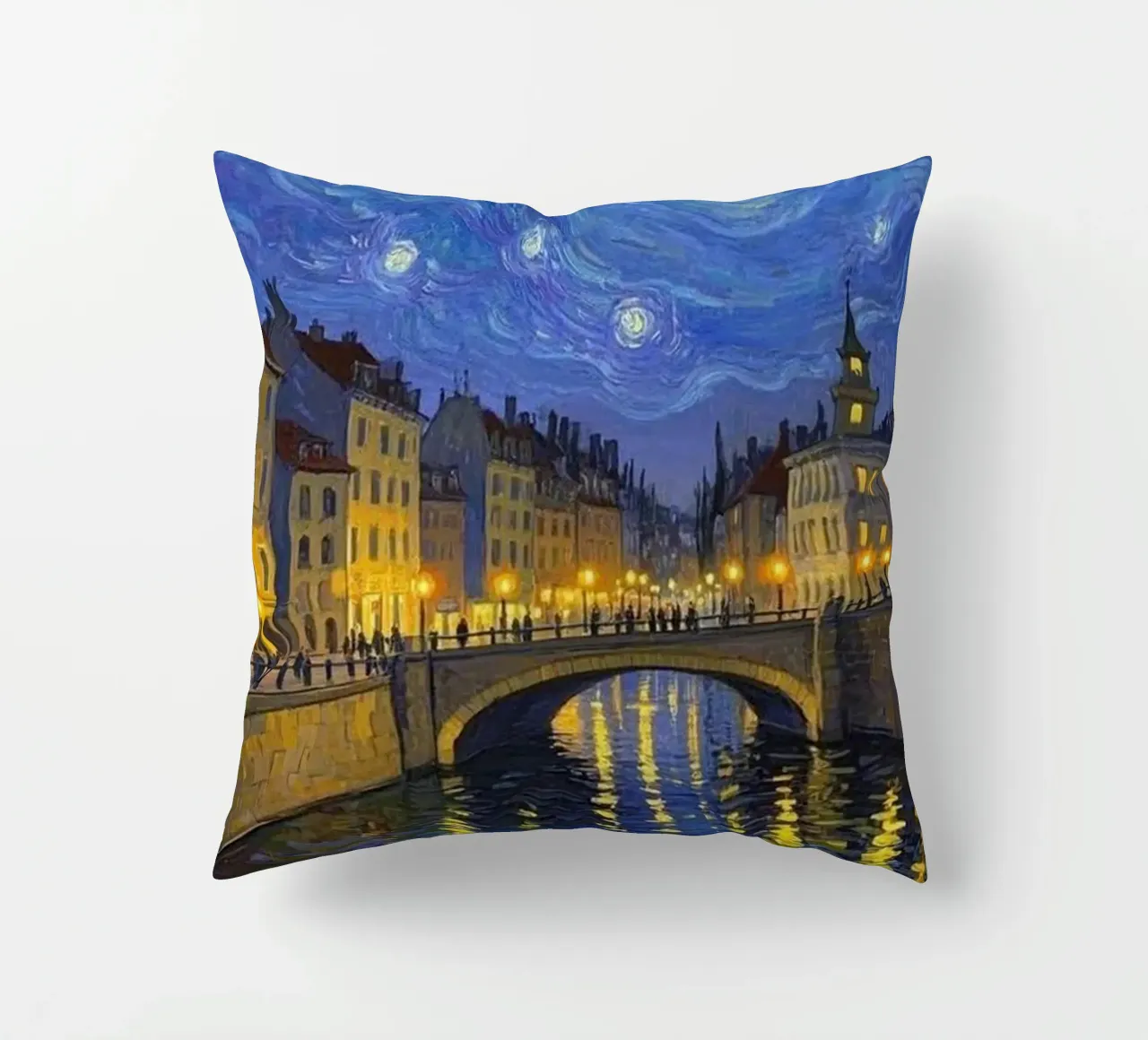 Vista sul fiume in una notte stellata cuscino da Piper Shop Oke