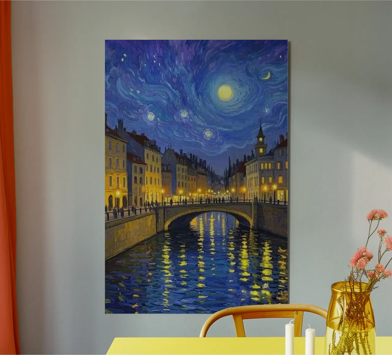 Vista sul fiume in una notte stellata alluminio dibond da Piper Shop Oke