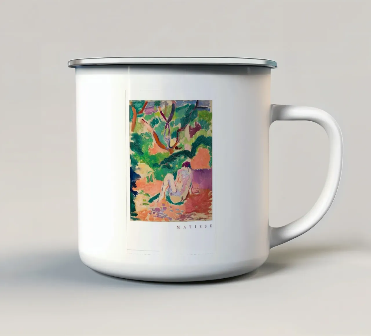 nudo in mezzo alla foresta tazza in smalto da sazkia art