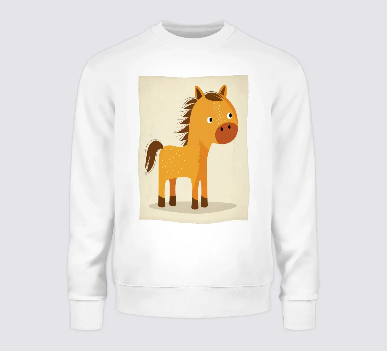 Lindo caballo de dibujos animados de pie sobre un fondo claro sudadera de DesignDoodle