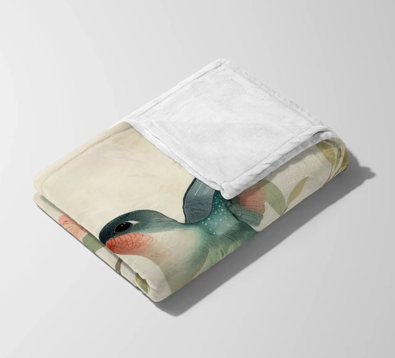 Kolibri auf einem blühenden Zweig mit zartem Rosa Fleecedecke von DesignDoodle