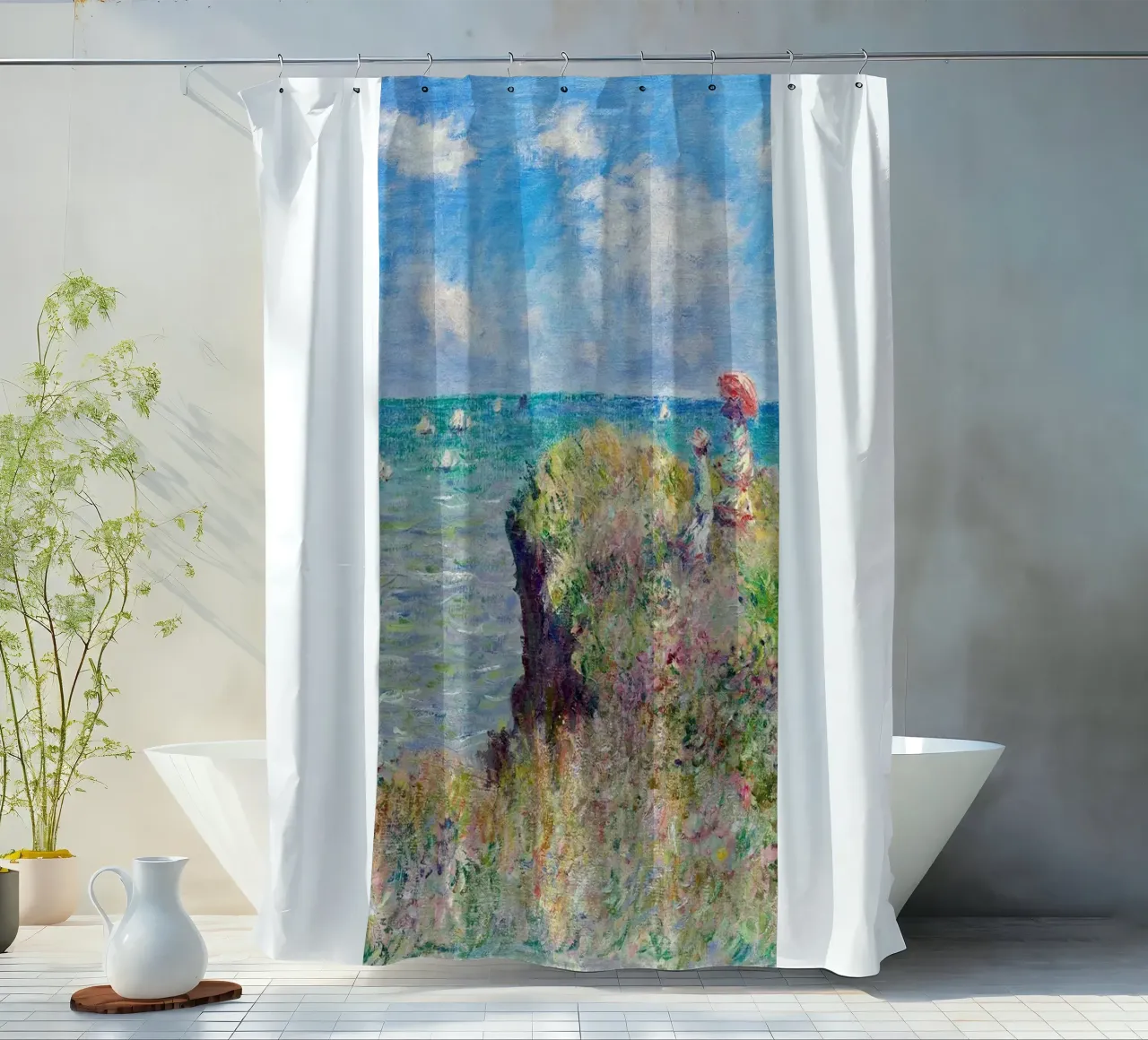 view from the seaside resort shower curtain by SMG Store