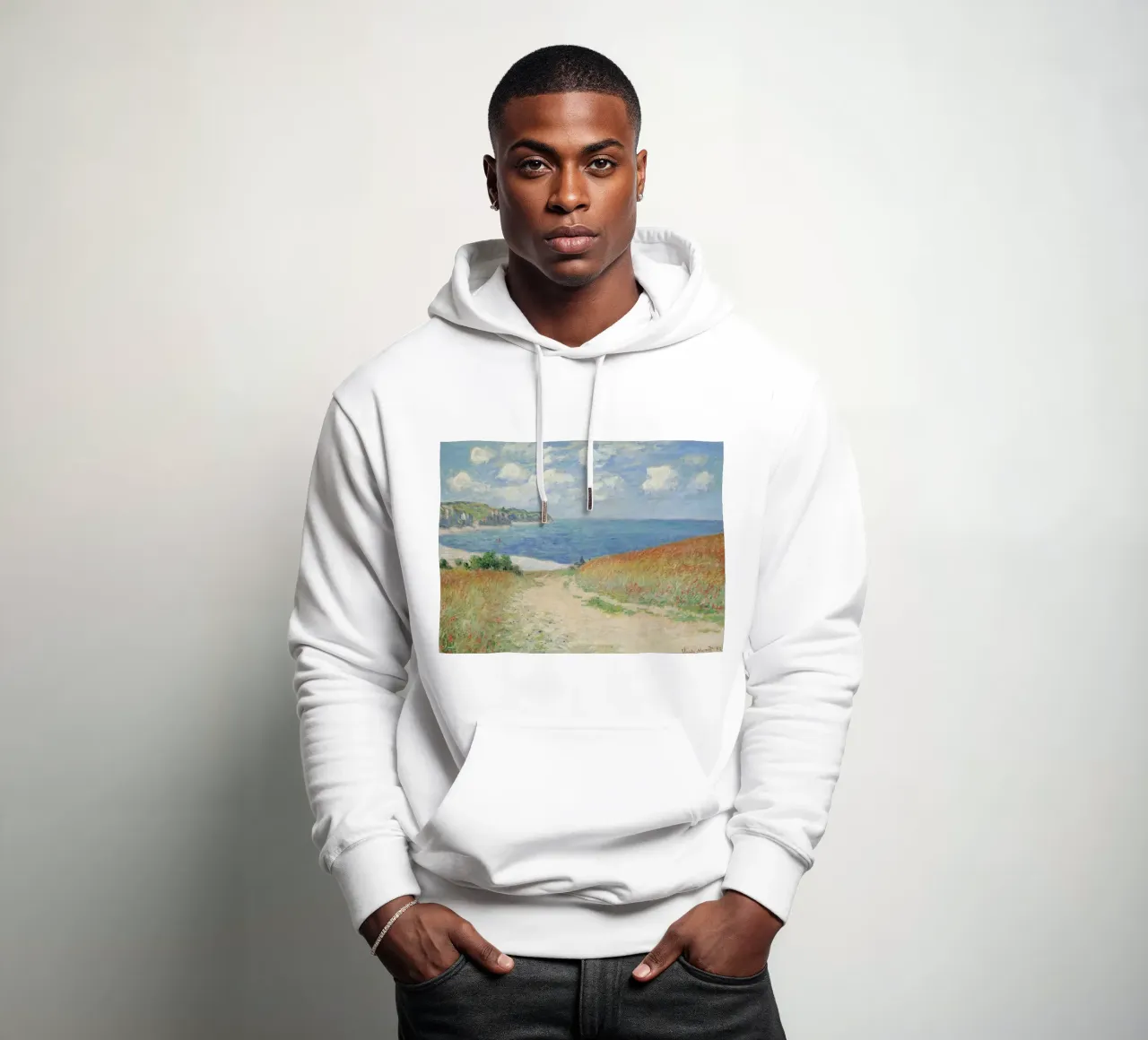a road leading through wheat fields to cliffs and the sea hoodie by SMG Store