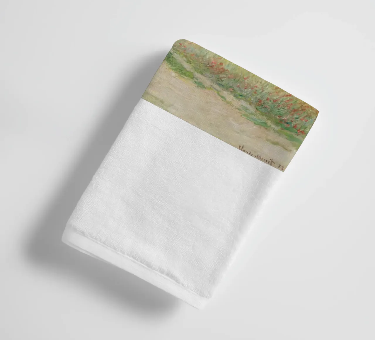 a road leading through wheat fields to cliffs and the sea towel by SMG Store