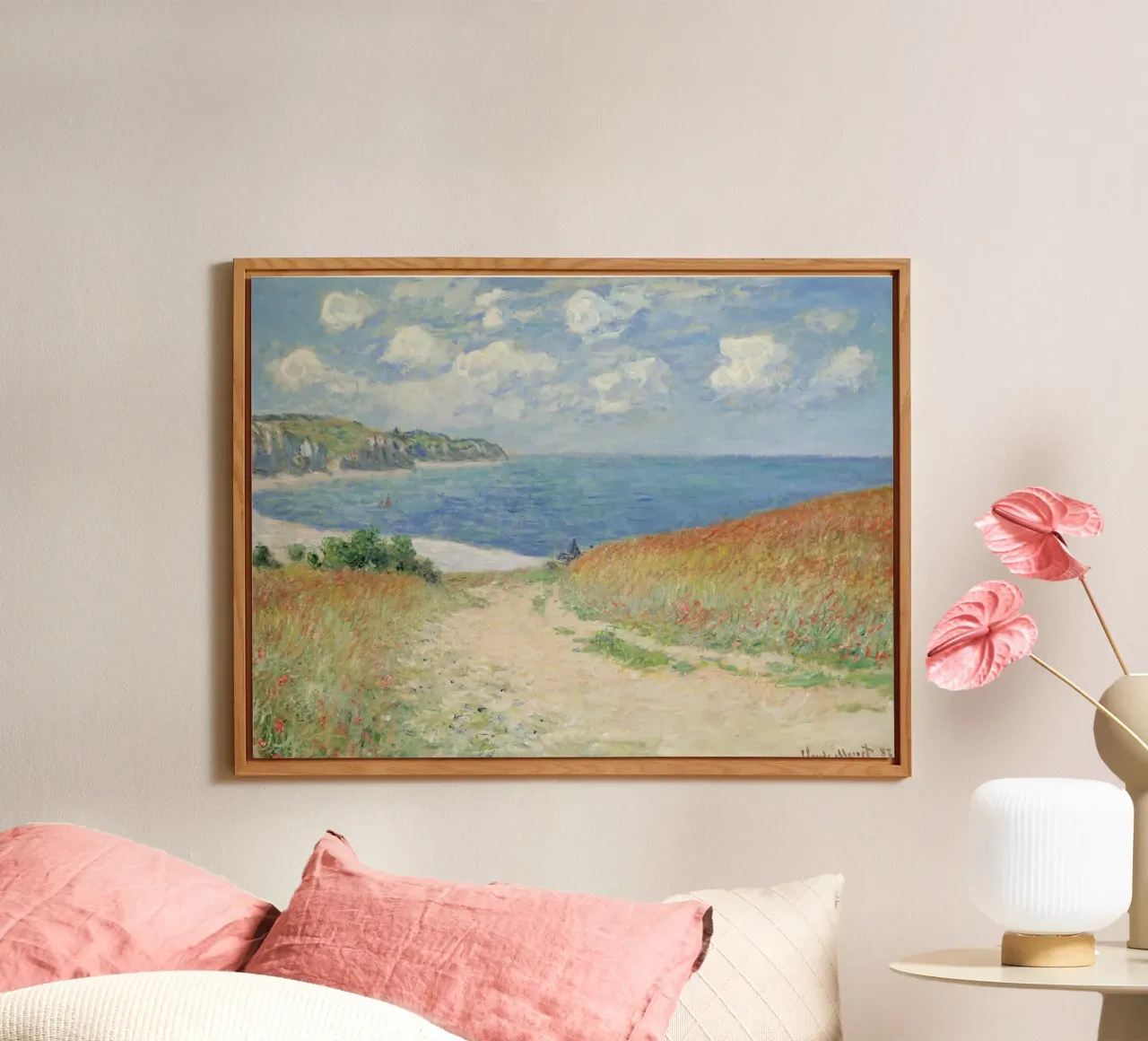 a road leading through wheat fields to cliffs and the sea forex plate by SMG Store