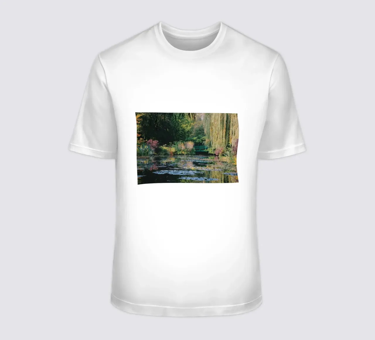 lotus pond with curved bridge t-shirt by SMG Store