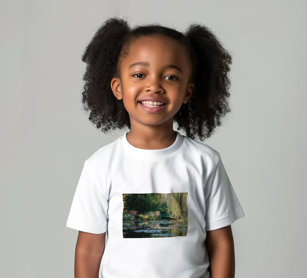Lotusteich mit geschwungener Brücke Kinder T-Shirt von SMG Store