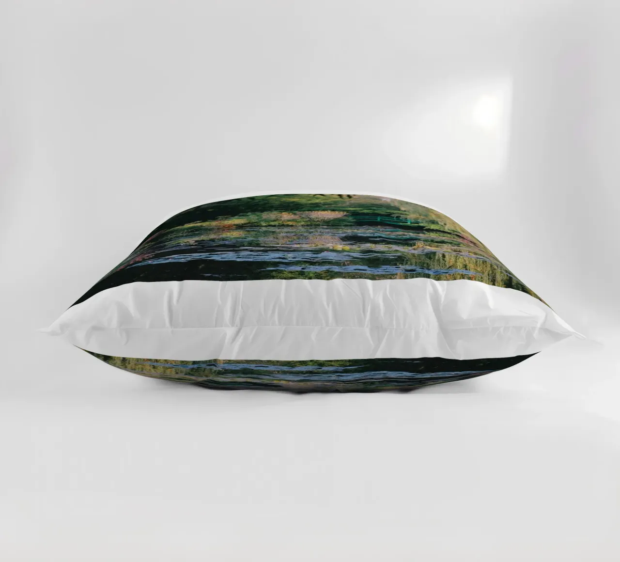 lotus pond with curved bridge decorative cushion by SMG Store