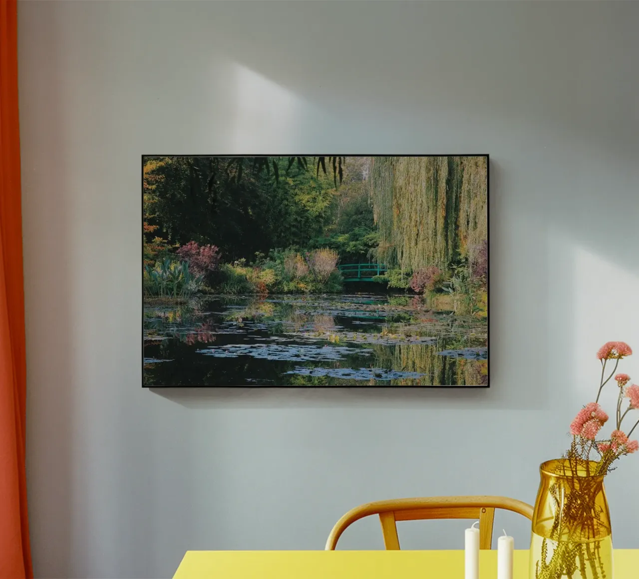 lotus pond with curved bridge acrylic glass by SMG Store