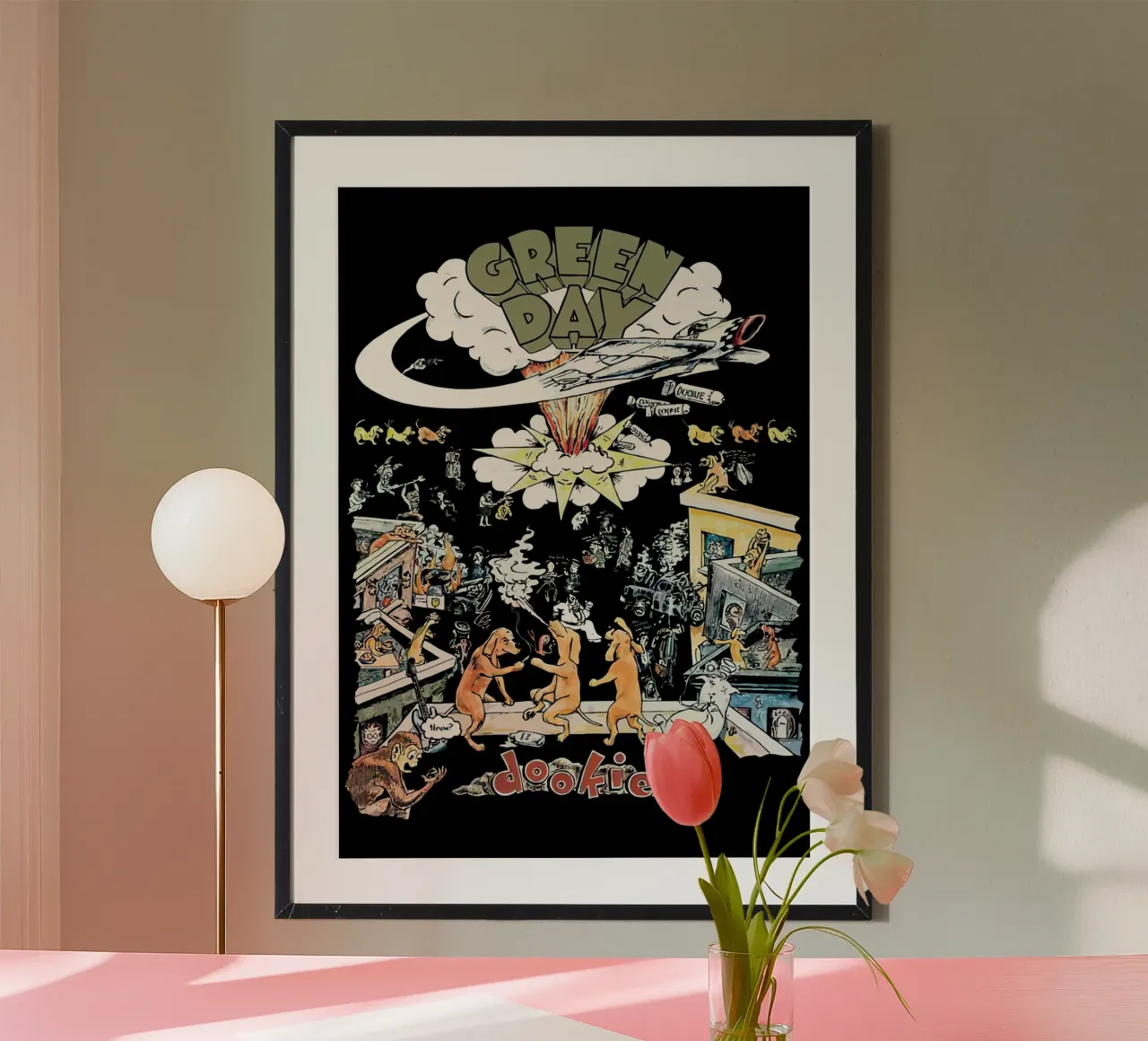 Greenday Cover Albums Image poster con telaio in legno da Musadad Shop