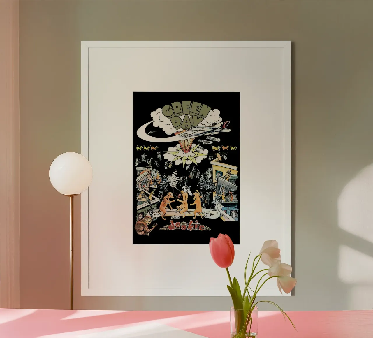 Greenday Cover Albums Image poster con telaio in legno da Musadad Shop