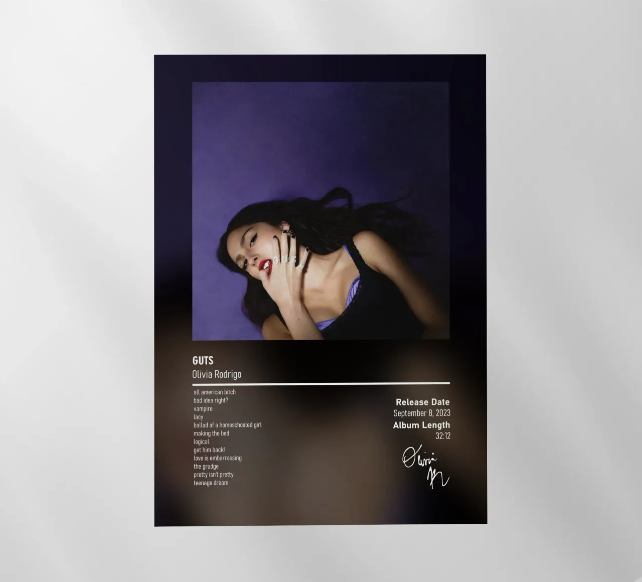 GUTS By Olivia Rodrigo pellicola backlit da DGUnder