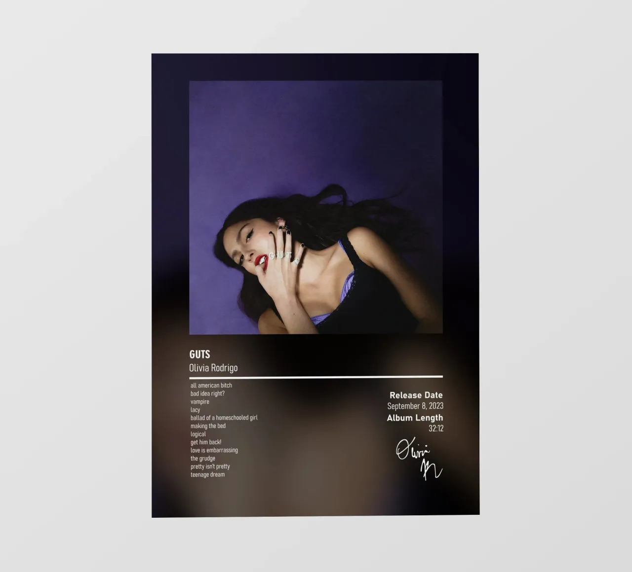 GUTS By Olivia Rodrigo pellicola backlit da DGUnder