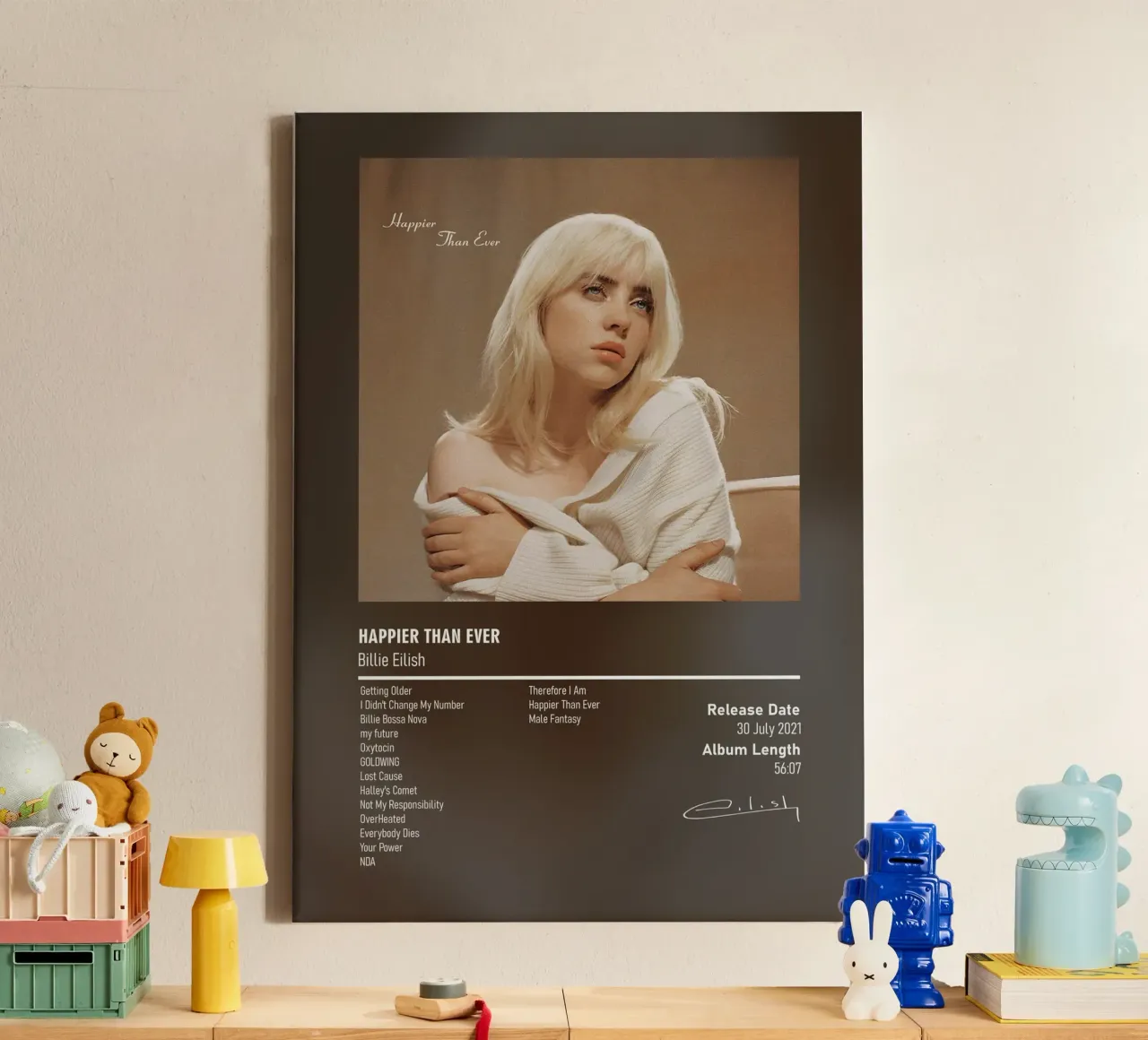 Happier Than Ever By Billie Eilish tela con Cornice a cassetta da DGUnder