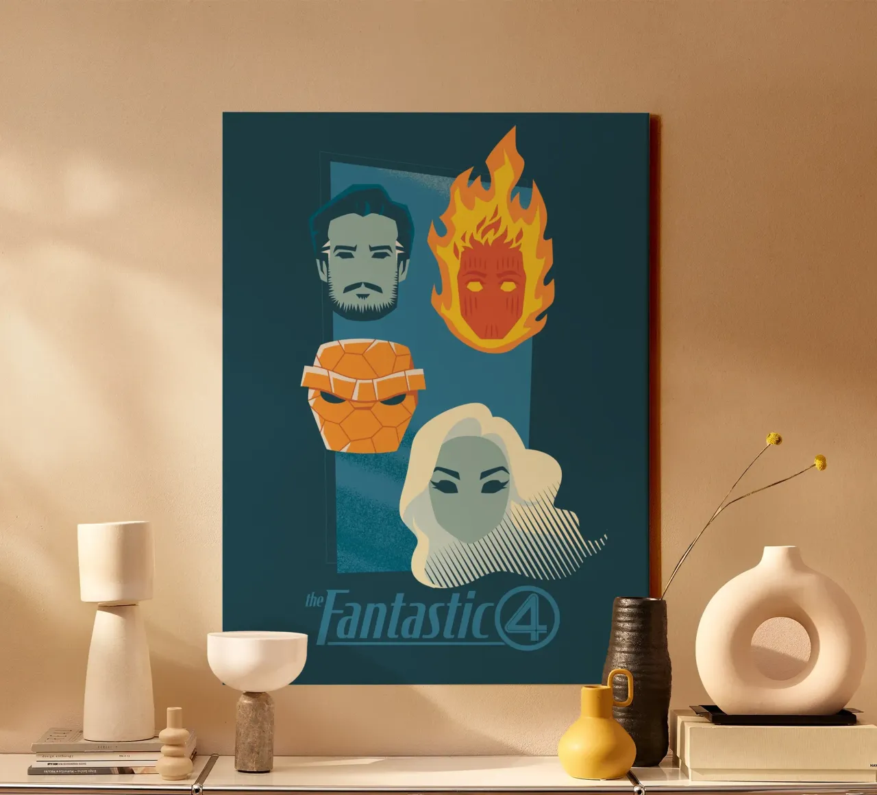 Face the Four tela con Cornice a cassetta da FANTASTIC 4 by JUNIQE