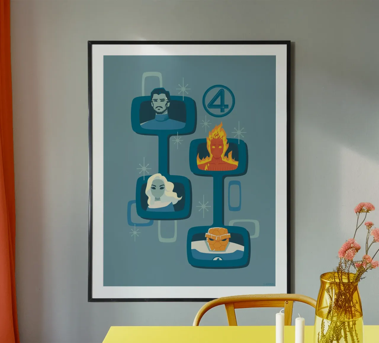 Fantastic 4 – Retro Vision poster con telaio in alluminio da FANTASTIC 4 by JUNIQE