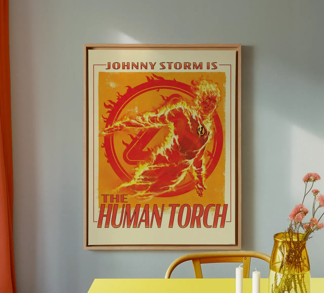 Fantastic 4 - The Human Torch tela con Cornice a cassetta da FANTASTIC 4 by JUNIQE